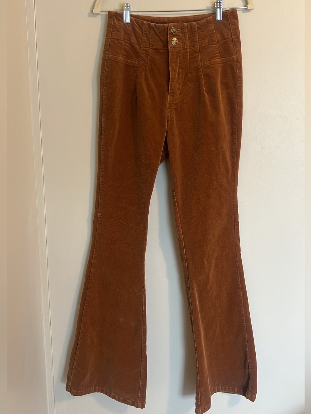 Women's High-Waist Flare Corduroy Jeans - Rust Brown
